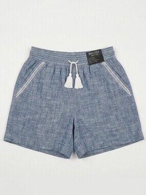 Briggs New York  Blue Linen Blend Pull On Shorts, Tassel Drawstring Medium NWT
